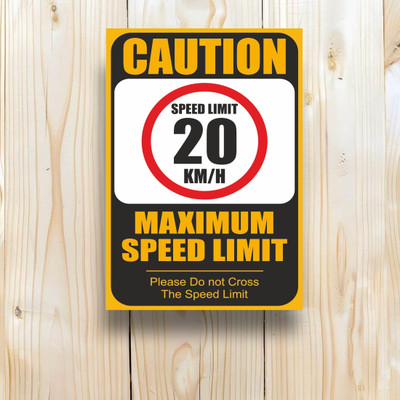 voorkoms Caution Maximum Speed Limit 20 km/h Sign Board Sun Board For House, 8x5 Inches Emergency Sign