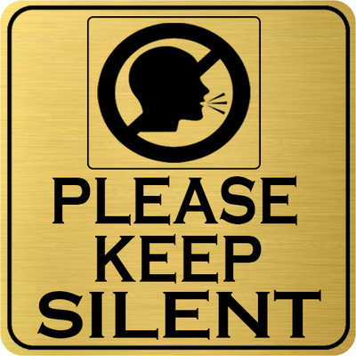 Klowage PLEASE KEEP SILENT Square Gold & Black Acrylic Engraving Emergency Sign Emergency Sign(Reflective Sign)