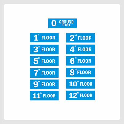 Mindcraftz Twelve Floor Lifts Lobby Stair case Blue color Pack of 13 Emergency Sign