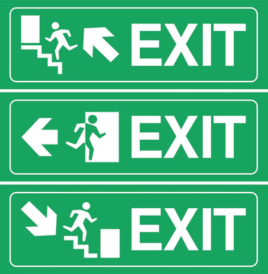 ModernDecor Exit Safety Warning Sign Board For Home office (Size 12x4 Inch) Emergency Sign