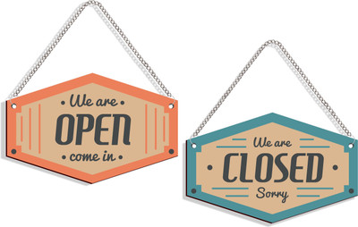DELWOR We Are Open Come In, We Are Closed Sorry Emergency Sign