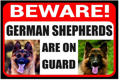 Buzzhub Bewere Dog German Shapherds Sign Board 8x12 Inch Security Notice for Home Emergency Sign