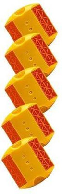 Exotic Arcade Plastic Yellow Base with Orange Reflector Reflective Road Studs -Set of 5 Pieces Emergency Sign(Reflective Sign)
