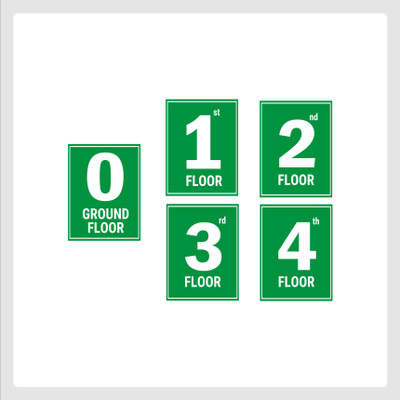 Mindcraftz G plus Four Floor Lift Lobby Staircase Floor Number Pack of 5 Emergency Sign