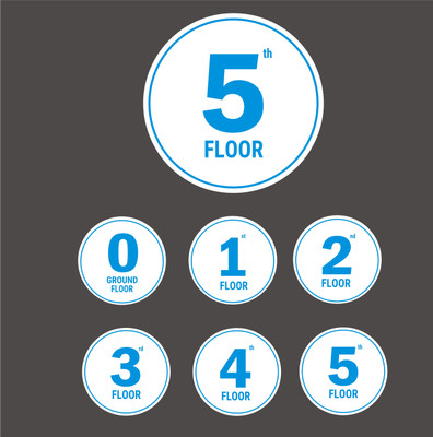 Mindcraftz G Plus Five floors Round Blue color Stairs Lifts Lobby Acrylic Sign Board Emergency Sign(Reflective Sign)