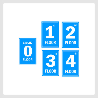 Mindcraftz Four Floors Lifts Lobby Stair case Acrylic Sign Board Blue Emergency Sign