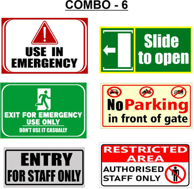 voorkoms Combo Of 6 Sign Board For Laboratories, Data Centers Sign Board Emergency Sign