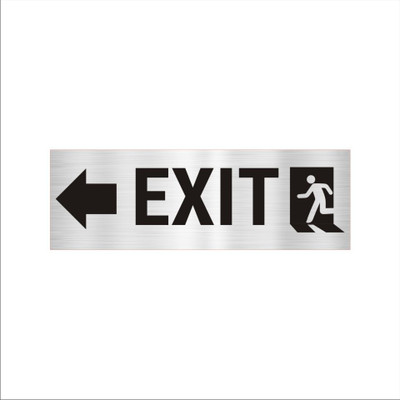 Mindcraftz Exit left with icon Acrylic sign board 12 x 4 inches 2mm thick Silver Color Emergency Sign(Reflective Sign)