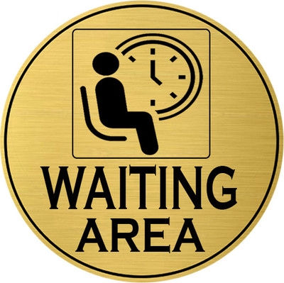 Klowage WAITING AREA Gold & Black High Grade Acrylic Engraving Sign Board EmergencySign Emergency Sign(Reflective Sign)