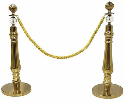 seven star decor Golden Crystal Queue Manager with Rope – Set of 2 Poles & 1 Rope (Gold) Emergency Sign(Reflective Sign)