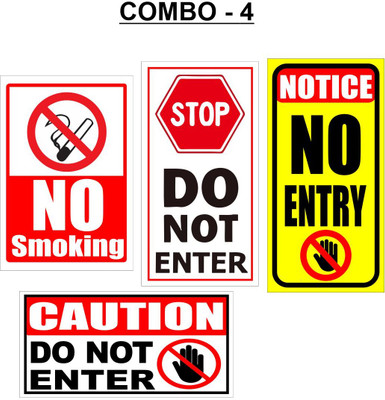 komstec Combo Of 6 Sign Board For Industrial Sites, Hospitals & Healthcare Centers Emergency Sign