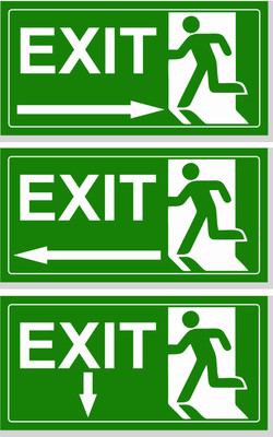 GOODPRINTZONE Fire Exit night Glow Size 6X12 Inch Pack Of 1 Set Emergency Sign(Reflective Sign)