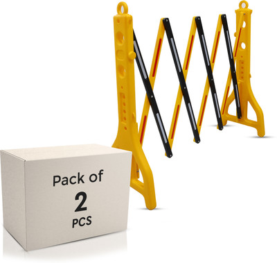 Robustt Yellow & Black Expandable Barricade|Safety Fence for Traffic Control| Pack of 2 Emergency Sign(Reflective Sign)