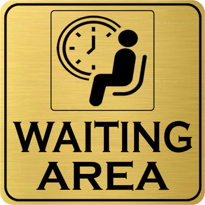 Klowage WAITING AREA Square Gold & Black Acrylic Engraving Emergency Sign Emergency Sign(Reflective Sign)