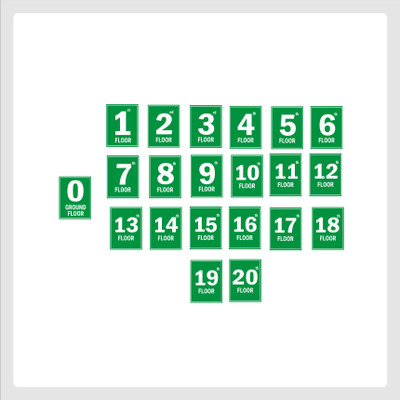 Mindcraftz G plus Twenty Floor Lift Lobby Staircase Floor Number Pack of 21 Emergency Sign