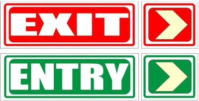 Buzzhub Exit Entry Sign Board 8x4 Inch Security Notice for Home, Office, Shop Emergency Sign