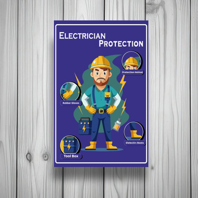 komstec Electrician Protection Sign Board Sun Board For Electrician Company12x18 Inches Emergency Sign
