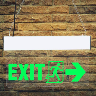 Bluebeems LED Edge Lit Exit Sign With Man Running And Left Side Arrow Symbol - Set Of 2 Emergency Sign(Reflective Sign)