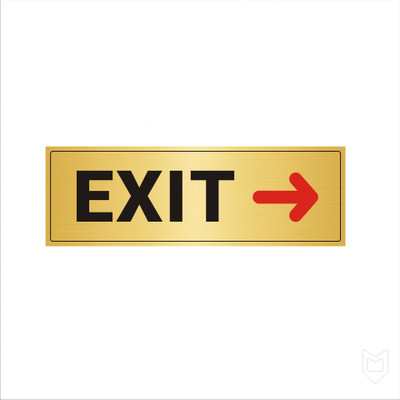 Mindcraftz Exit Right Acrylic Board Golden color 2mm thick 15x5 Inches Pack of 1 Emergency Sign