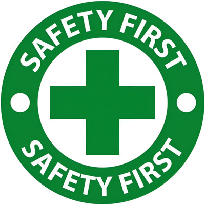 Printlive surrounding a green cross symbol in the center. Emergency Sign
