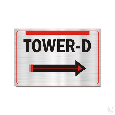 Mindcraftz Tower D Acrylic Sign Board Medium Size 18 x 12 inch 2mm thick Right Direction Emergency Sign