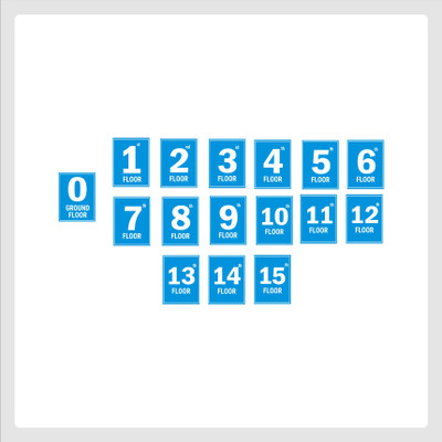 Mindcraftz G plus Fifteen Floor Lift Lobby Staircase Floor Number Pack of 16 Emergency Sign