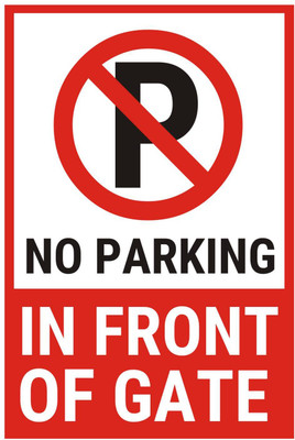Mindcraftz No Parking infront of Gate Acrylic sign board silver color sticker Emergency Sign(Reflective Sign)