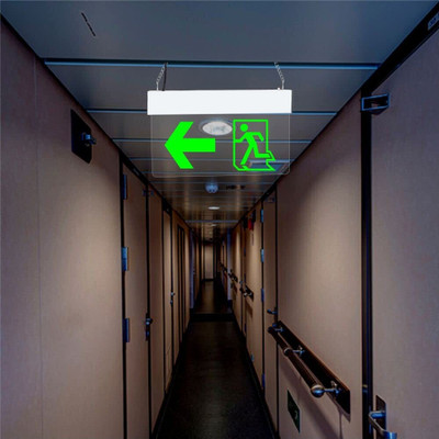 Bluebeems Green LED Light Hanging, Man Running with Arrow Sign Board Symbol - 26x16x2 cm Emergency Sign(Reflective Sign)