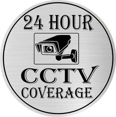 Klowage 24 HOUR CCTV COVERAGE Silver & Black Acrylic Engraving Emergency Sign Emergency Sign(Reflective Sign)