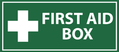 WallDesign First Aid Box Signboard 12in x 5in For Office Mall Wedding Hall Glows in Dark Emergency Sign