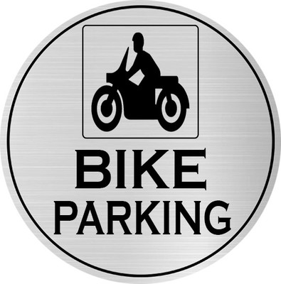 Klowage BIKE PARKING Silver & Black Acrylic Engraving Emergency Sign Emergency Sign(Reflective Sign)