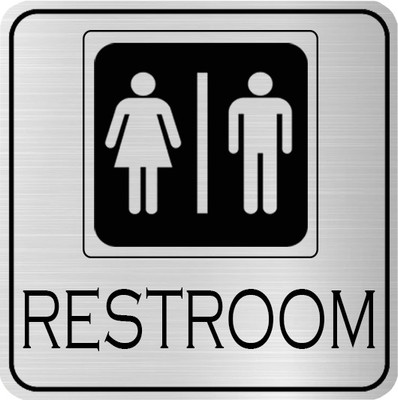 Klowage RESTROOM Silver & Black Acrylic Engraving Emergency Sign Emergency Sign(Reflective Sign)
