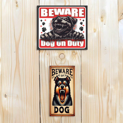 komstec Beware Dog On Duty And Warning Beware Dog Of Sign Board For Main Gate Emergency Sign