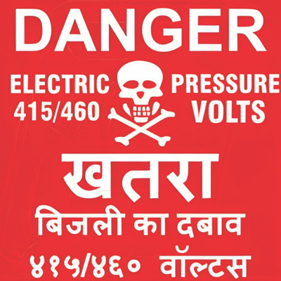 SRKAVTRADERS DANGER, KHATRA, 415 VOLTS Emergency Sign(Reflective Sign)