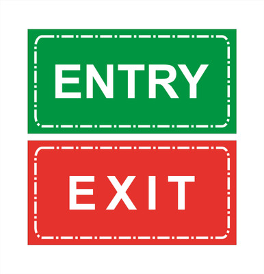 IDPZ Entry & Exit Signboard Print on 5mm Thick Sunboard Pack of 1 Set Emergency Sign