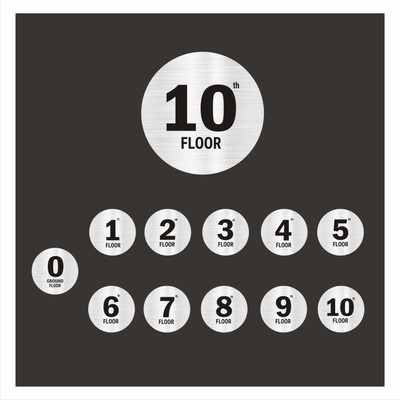 Mindcraftz G Plus Ten floors Round Border Less style Stairs Lifts Lobby Acrylic Sign Board Emergency Sign(Reflective Sign)