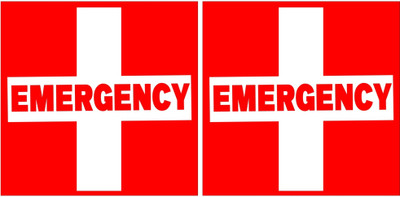 surmul Emergency Sign Board For Hospitals Multicolor Sunboard 4x4 Inch Emergency Sign