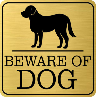 Klowage BEWARE OF DOG logo High Grate Gold Colour Acrylic Sign Board Emergency Sign(Reflective Sign)