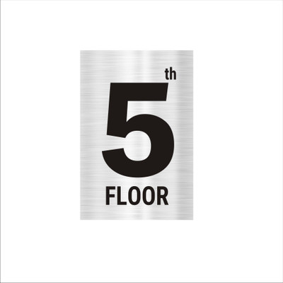 Mindcraftz Floor Number 5 Acrylic sign board silver color sticker Pack of 1 12 x 8 inches Emergency Sign(Reflective Sign)