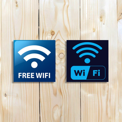 komstec Free WiFi And WiFi Sign Board For Café Shop, Restaurants, Emergency Sign