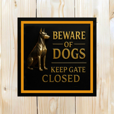 komstec Beware of Dogs Keep Gate Closed Sign Board For Private Homes, Pet Boarding Emergency Sign