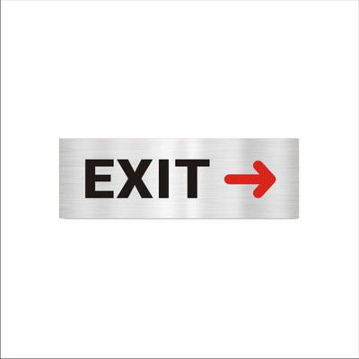 Mindcraftz Exit Right Acrylic Signboard 12 x 4 inches Medium Size Silver Black Emergency Sign(Reflective Sign)