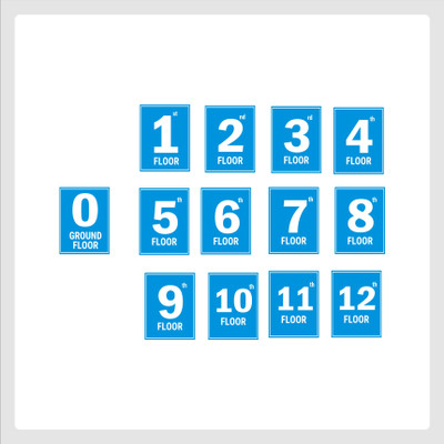 Mindcraftz G plus Twelve Floor Lift Lobby Staircase Floor Number Pack of 13 Emergency Sign