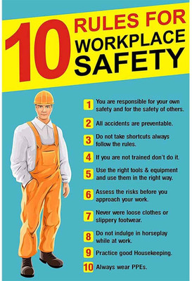 Packgen Packgen Safety Rules Sign Board 12x18 Inch Emergency Sign(Reflective Sign)