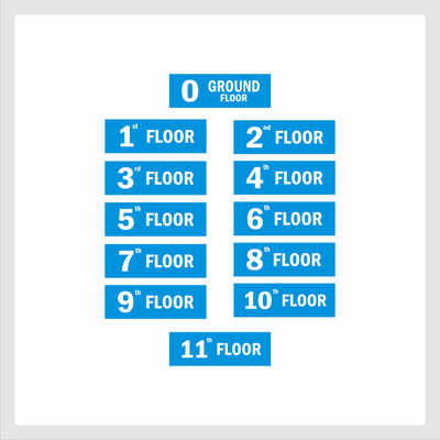 Mindcraftz Eleven Floor Lifts Lobby Stair case Blue color Pack of 12 Emergency Sign