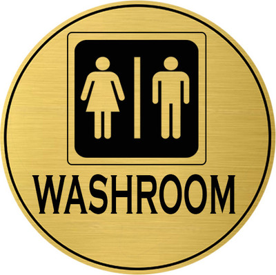 Klowage WASH ROOM Gold & Black High Grade Acrylic Engraving Sign Board EmergencySign Emergency Sign(Reflective Sign)