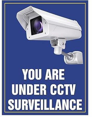 Mojopix CCTV surveillance warning sign board Print On 5mm Thick–9x12 inch Sunboard Emergency Sign(Reflective Sign)