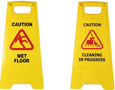 SOLACE HYGIENE Wet Floor And Cleaning in Progress Sign Board-Combo Of 2 Pcs Emergency Sign