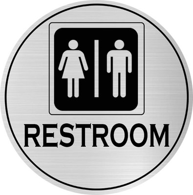Klowage RESTROOM Self-Adhesive Silver & Black Acrylic Engraving Sign Board Emergency Sign(Reflective Sign)
