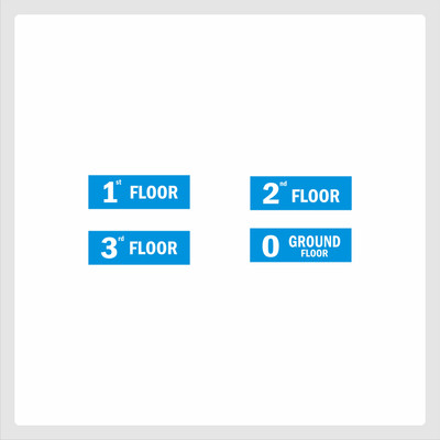 Mindcraftz Three Floor Lifts Lobby Stair case Blue color Pack of 4 Emergency Sign
